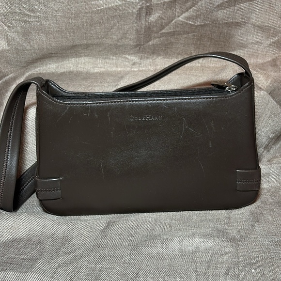 Cole Haan Structured Shoulder Dark Brown Leather Bag - Picture 2 of 13